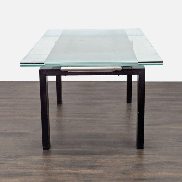 Extendable Glass Top Dining Table For Sale - Image 4 of 6
