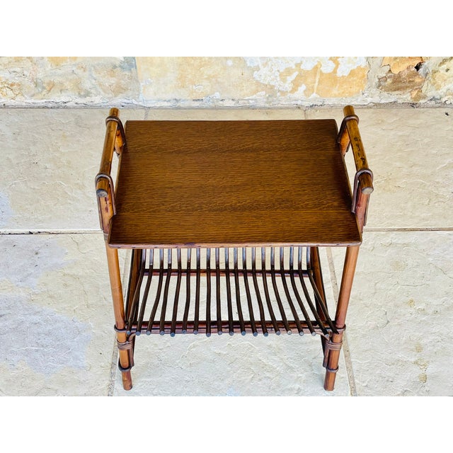 Mid-Century Modern Mid-Century Italian Rattan and Bamboo Side Table, 1960s For Sale - Image 3 of 18