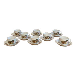 Vintage Royal Worcester Evesham Gold Cups and Saucers Set- 16 Pieces