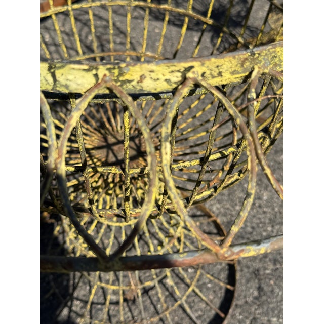 Large ! Welded steel with corroded yellow paint / patina. Suitable for a front walk at this scale. Likely 1920-1930. 29”...