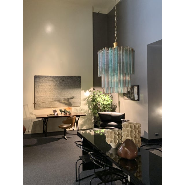 Blue Vintage Italian Glass Chandelier by Venini, 1964 For Sale - Image 8 of 14