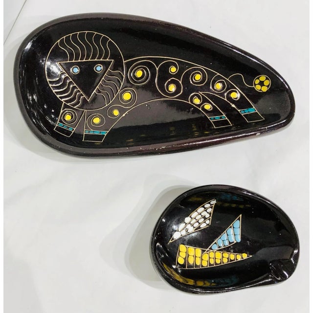 Brown Vintage Mid Century Ceramic Ash Tray & Catch All Dish Set- 2 Pieces For Sale - Image 8 of 8