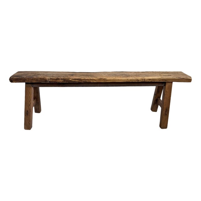 Antique Elm Village Bench For Sale