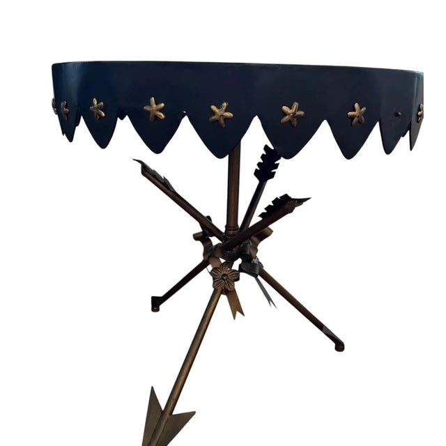Neoclassical Antique Round Neoclassical Crossed Arrow Side Table For Sale - Image 3 of 5