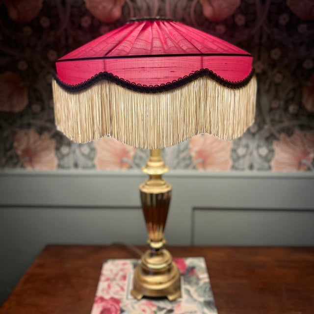 The Peggy Pink Silk Fringed Lampshade - Large For Sale - Image 4 of 5