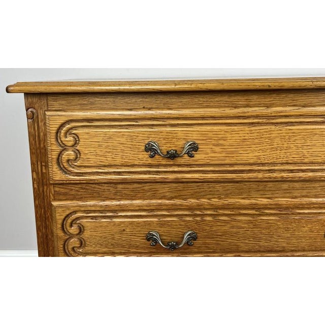 Wood Vintage French Louis Oak Chest of 3 Drawers For Sale - Image 7 of 13