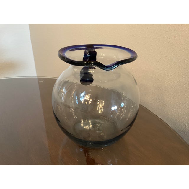 Mexican Vintage Clear Glass Pitcher For Sale - Image 3 of 7