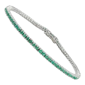 2.1Carat Emerald May Birthstone Sleek Tennis Bracelet in 18k White Gold