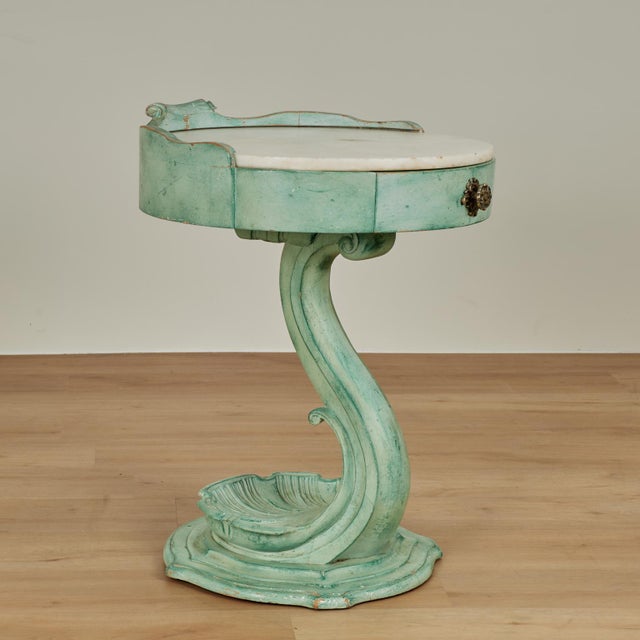 Pair of Italian Art Deco Marble Top Stands With Seashell Bases For Sale - Image 12 of 18