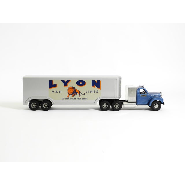 Original Smith & Miller 1953 model Lyon Van Lines Mack truck with extra-long trailer, 1:32 scale, from the 1990s. The...