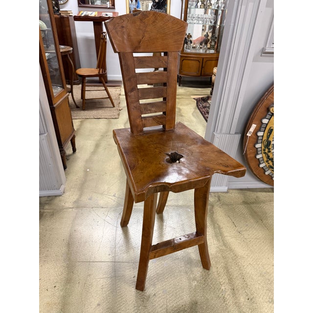 Rustic Mid 20th Century Rustic Live-Edge Burl Wood Ladder-Back Chair For Sale - Image 3 of 8