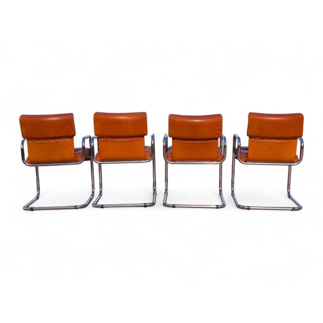 Vintage Tucroma Leather Chairs by Guido Faleschini, 1970s, Set of 4 For Sale - Image 3 of 9