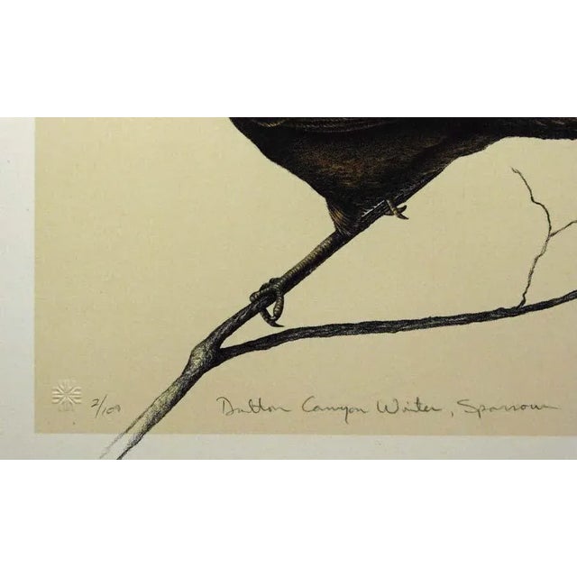 1990s 1990s Frank Howell "Dalton Canyon Winter Sparrow" Framed Hand Signed and Numbered Print For Sale - Image 5 of 5