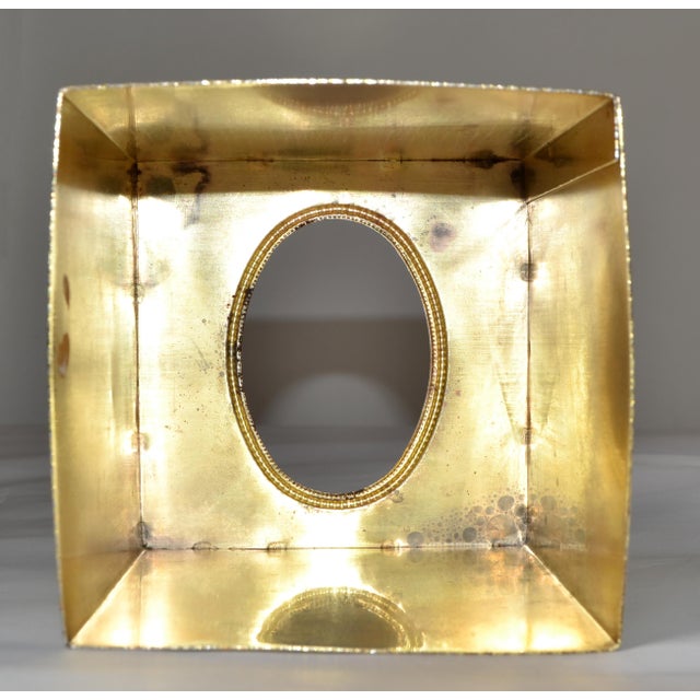 Vintage Embossed Gold Steel Hand-Crafted Tissue Box Cover Rose Detail Brushed Brass Finish For Sale - Image 10 of 12