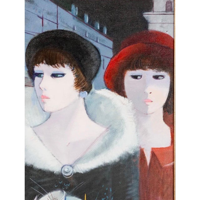 Charles Levier, Large Charles Levier Modernist Oil Painting Women Paris Street French Modernism For Sale - Image 13 of 18