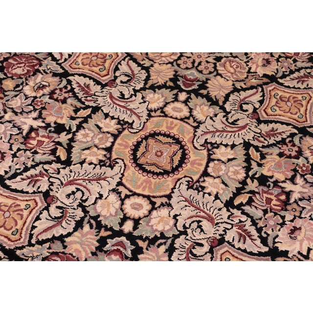 Art Nouveau Pak-Persian Black/Black Wool Rug - 9'0'' X 12'2'' For Sale - Image 4 of 9