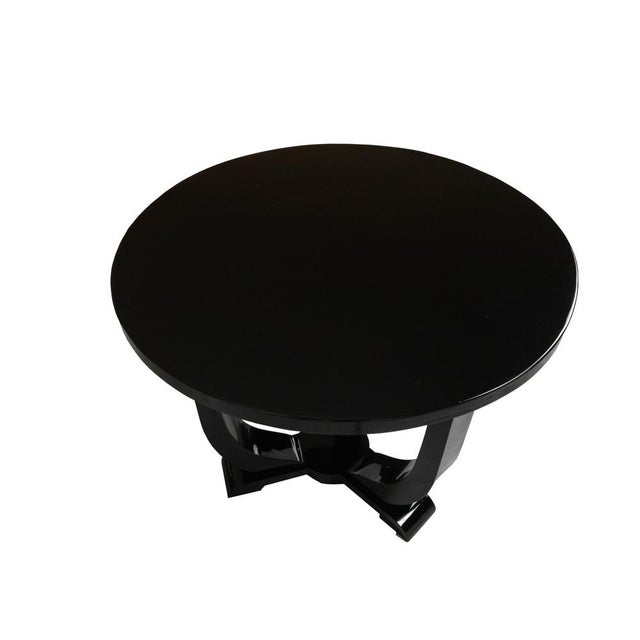 Art Deco Round Pedestal Black Lacquer Table, 1930s For Sale - Image 10 of 12