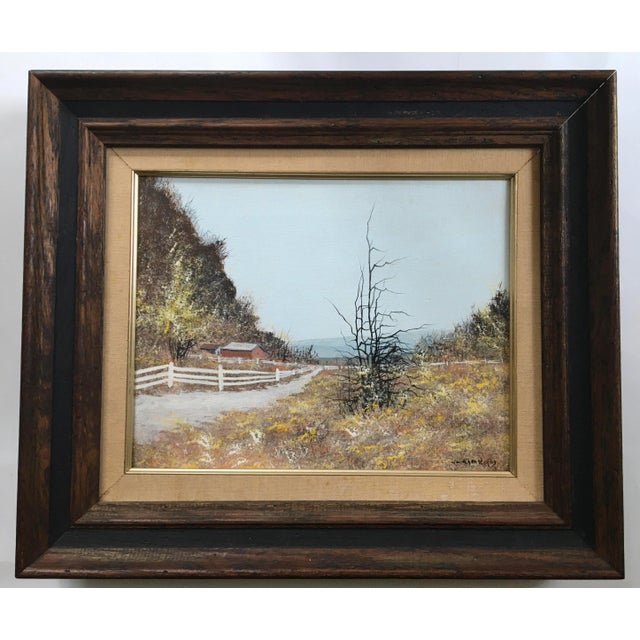 Late 20th Century " Mountainside Farm" Realist Rustic Landscape Oil Painting by John Lewis Egenstafer, Framed For Sale - Image 12 of 12