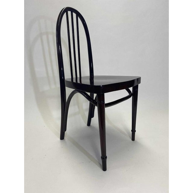 Pair of secession Josef Hoffmann chairs no.637 ex. by Thonet. Professionally stained and repolished.