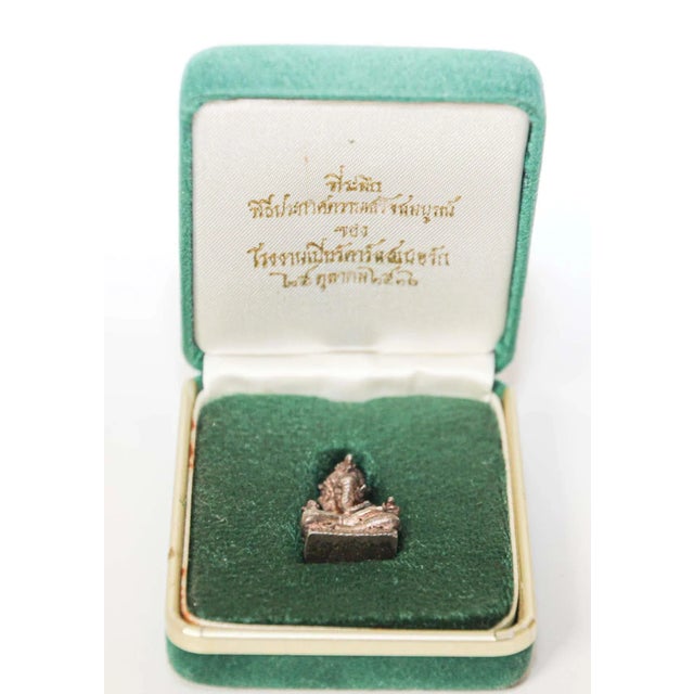Ganesh Silver Hindu Diety Amulet Statue in Box For Sale - Image 9 of 13