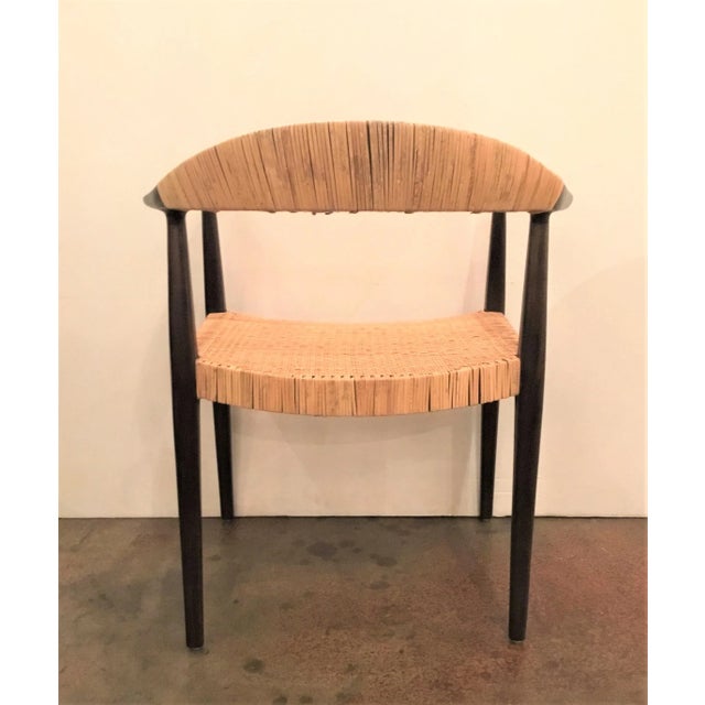 Mid-Century Modern Bungalow 5 Mid-Century Style Caned Accent Chair For Sale - Image 3 of 7