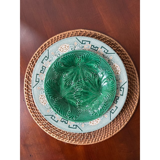 Antique Majolica Green Plates-Set of Four For Sale - Image 12 of 18