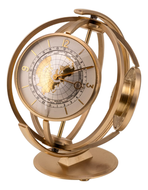Vintage Swiss World Time Clock with Thermometer and Barometer, 1960s