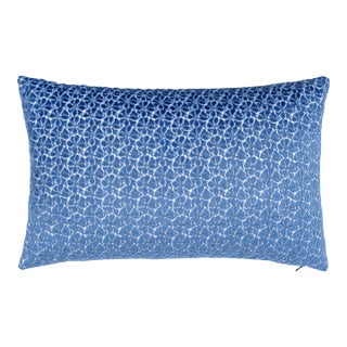 The House Of Scalamandré Petal Velvet Lumbar Pillow In Royalblue For Sale