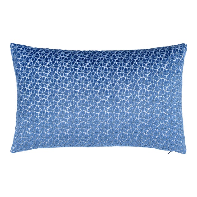 The House Of Scalamandré Petal Velvet Lumbar Pillow In Royalblue For Sale