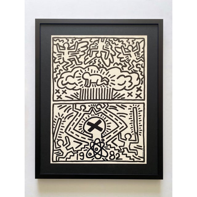 Keith Haring Vintage 1982 Lithograph Print " Nuclear Disarmament " Framed Pop Art Poster For Sale - Image 15 of 15