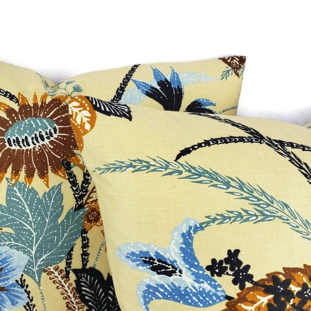 Vintage Cream With Blue & Rust Floral Cotton Pillow Cover For Sale - Image 4 of 7