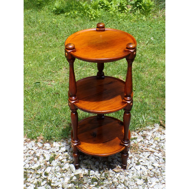 Vintage Ethan Allen Old Tavern Collection Pine 3 Tier Table Plant Stand For Sale - Image 10 of 12
