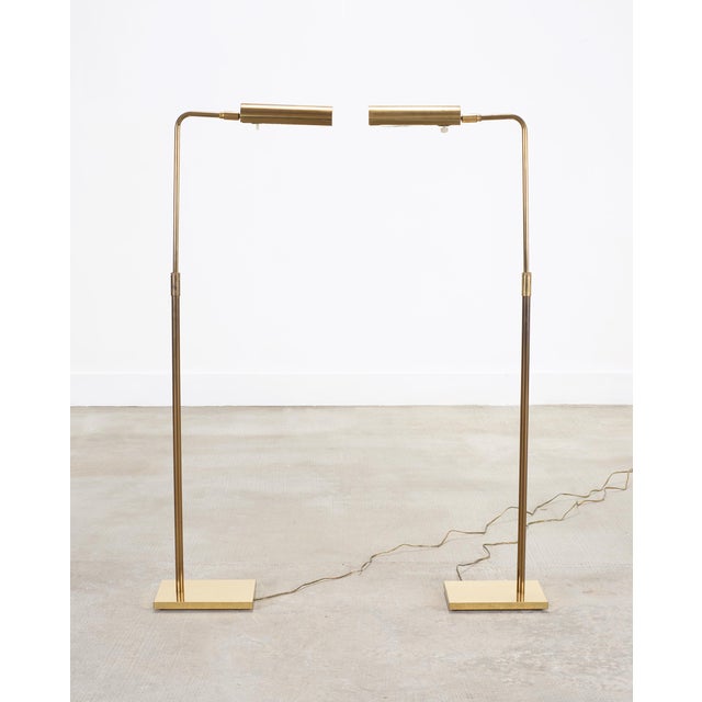 Metal Mid 20th Century Koch & Lowy Omi Patinated Brass Pharmacy Floor Lamps - a Pair For Sale - Image 7 of 18