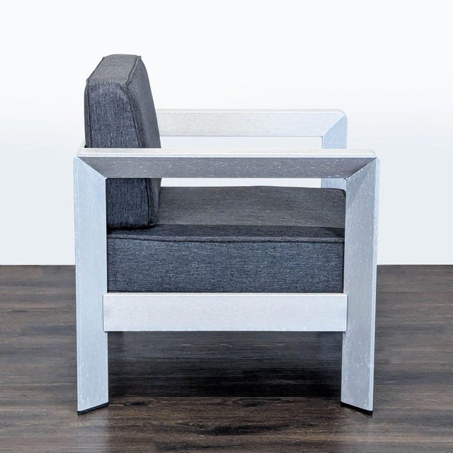 Christopher Knight Aviara Modern Outdoor Armchair With Aluminum Frame and Dark Gray Cushions, Attributed For Sale - Image 4 of 6