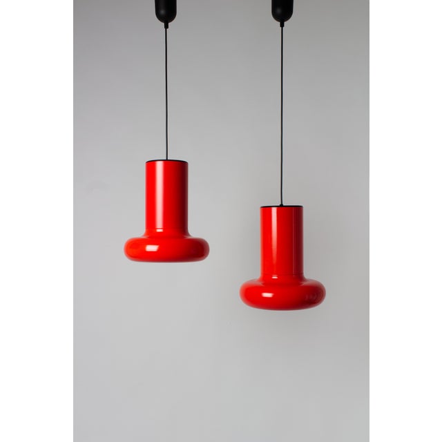 Orange Space Age Pendant Lamps from Lita, France, 1970s, Set of 2 For Sale - Image 8 of 8