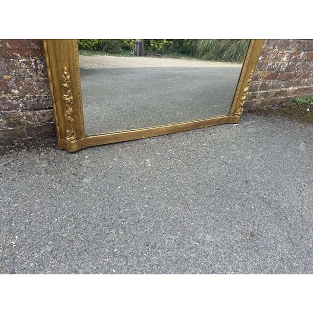 Antique English Arched Top Gilt Overmantle Mirror For Sale - Image 5 of 9