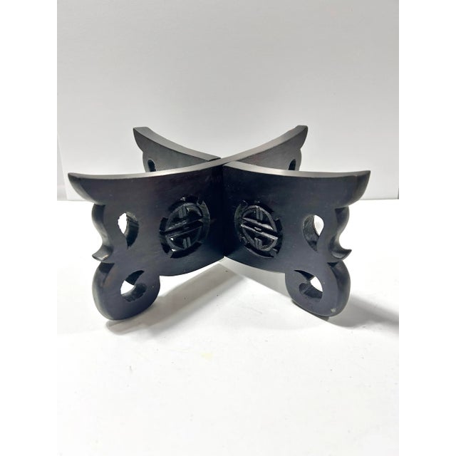 Vintage Chinese Pierced Wood Bowl Stand Plant Stand Decorative Riser For Sale In Louisville - Image 6 of 10