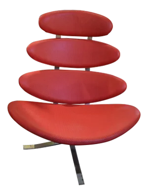 MCM Corona Chair by Poul M. Volther Newly Reupholstered in Embossed Red Leather