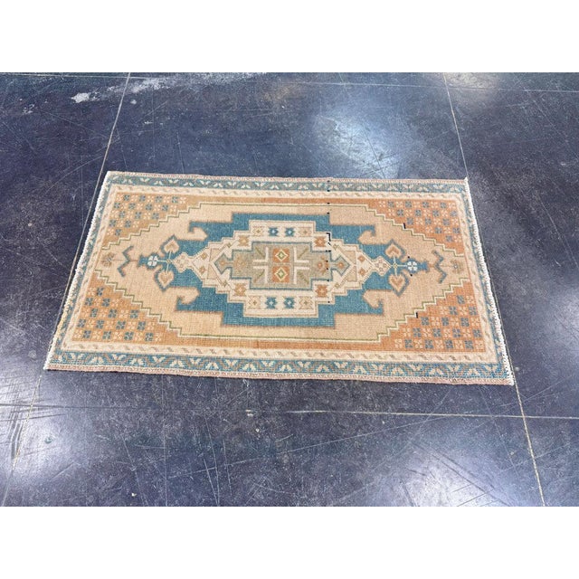 Turkish Mini Rug Oriental Hand Knotted Vintage Rug 1'8" x 2'11" #17088 For Sale - Image 4 of 8