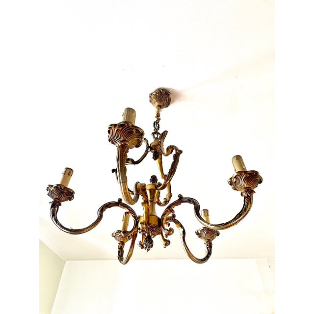 Gold Louis XV Gilt Bronze Cage Chandelier, 1950s For Sale - Image 8 of 12