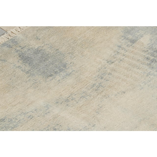 2010s Rug & Kilim’s Geometric Ivory Blue Wool and Silk Runner For Sale - Image 5 of 9