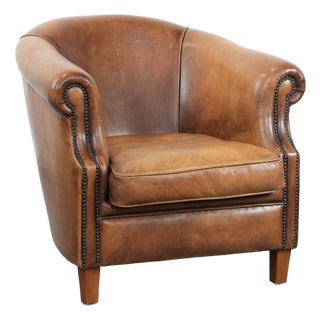 Club Chair in Sheepskin Leather For Sale