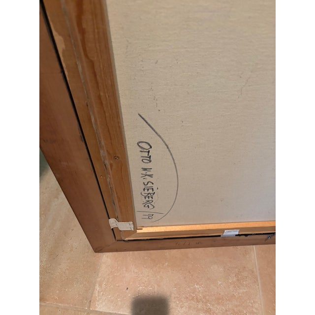 1970s Coastal Original 1979 Vintage Maritime Oil “Old Sea Captain at the Helm” by Otto M. K. Sieberg – Coastal Nautical Seascape, 56″ × 32″ Framed For Sale - Image 5 of 6