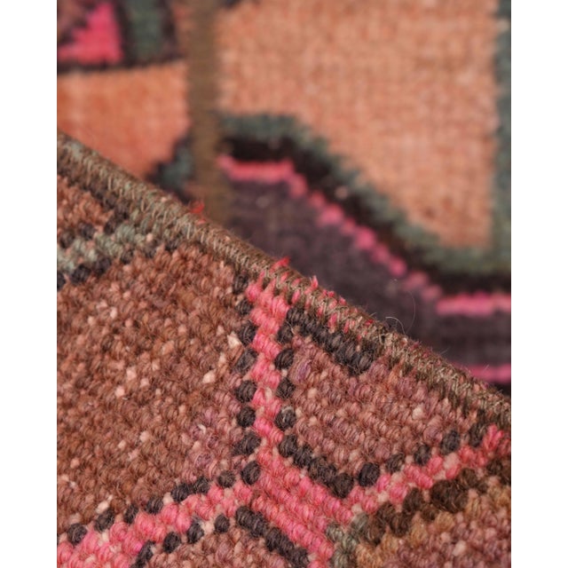 Turkish Vintage Orange Patchwork Turkish Runner Rug - Handwoven Wool Boho Carpet For Sale - Image 3 of 9