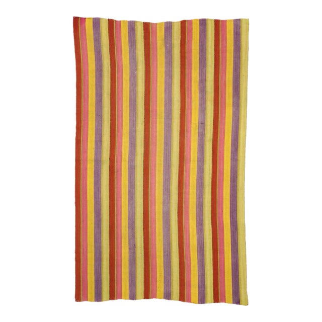 Vintage Turkish Striped Kilim Rug - 06'00 X 09'07 For Sale