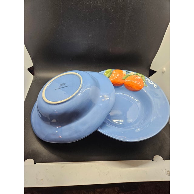English Set of Two, Anthropologie Citrus Orange Bowls For Sale - Image 3 of 3