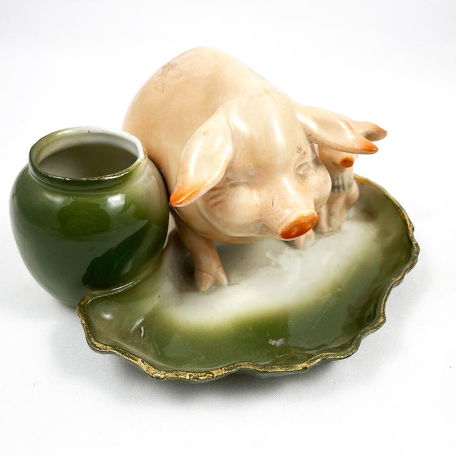 Antique German Porcelain Fairing Pig Match Striker | Chairish