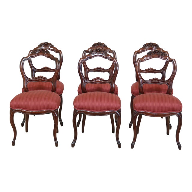 Antique Victorian Walnut Carved Dining Room Chairs Set of 6 Chairish