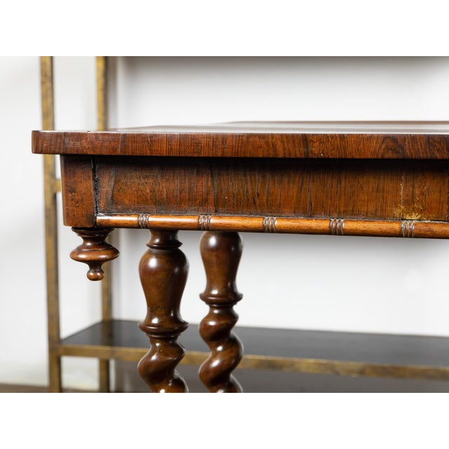 English 1860s Mahogany Table with Barley Twist Base and Petite Casters For Sale - Image 9 of 12
