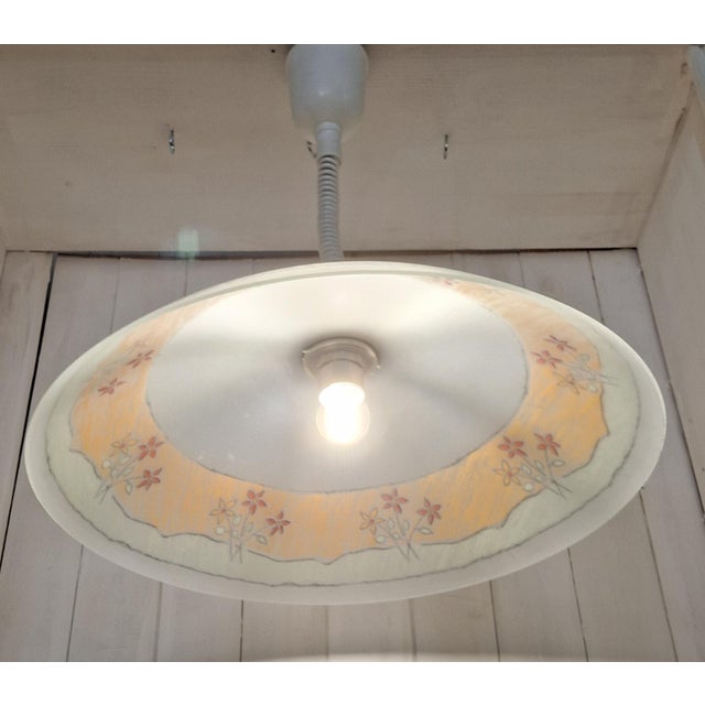 1990s Vintage Ceiling Lamp with Glass Shade on Beechwood Mount, 1990s For Sale - Image 5 of 7